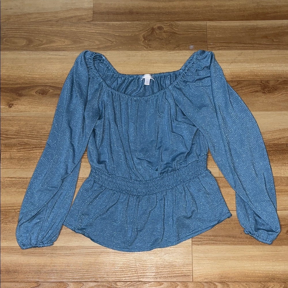 LC Lauren Conrad Teal Long Sleeve Blouse